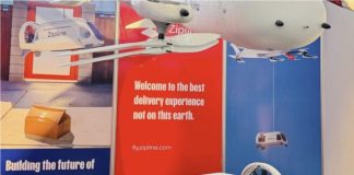 Zipline drone delivering products to homes in Rwanda