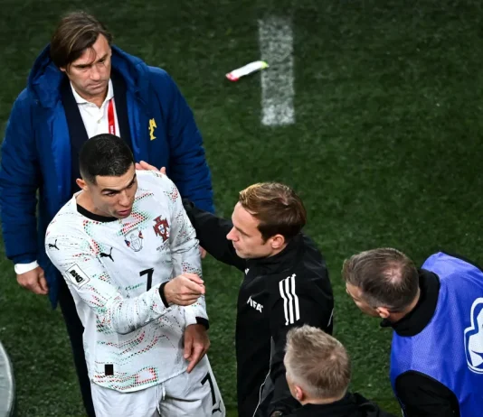 Cristiano Ronaldo celebrates after FIFA cancels his red card for the 2026 World Cup
