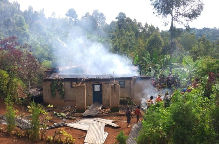 Burnt house after fire in Bushenge Rwanda