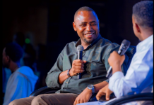 Minister Uwihanganye speaking during Gen-Z Comedy while discussing King James concert success