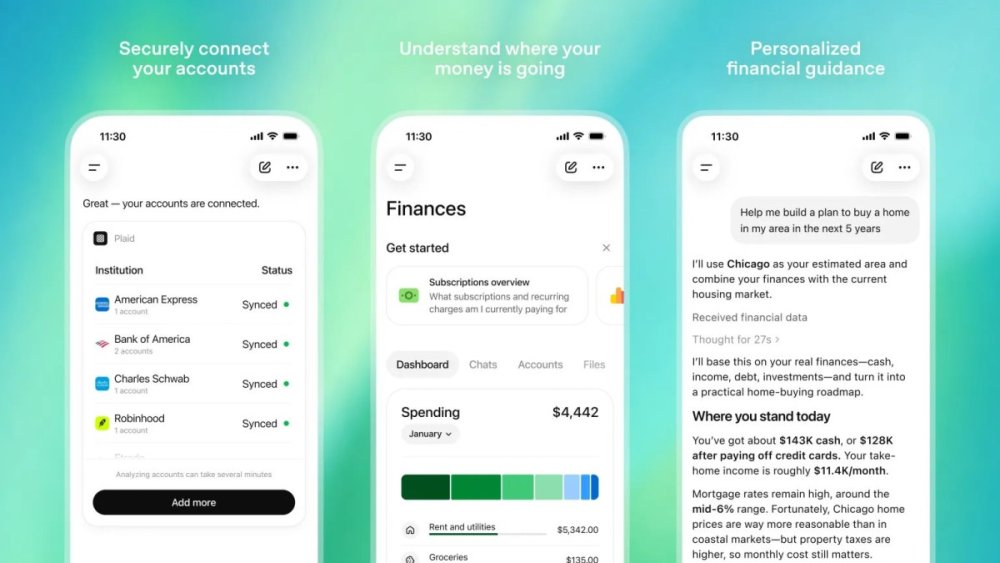 ChatGPT financial management feature helping users track money